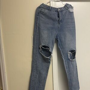 Shein- Stylish Blue Ripped Women Jeans
